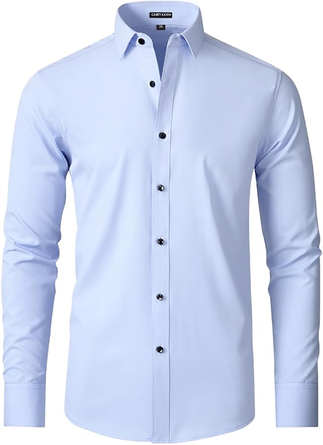 Casey Kevin Business Shirt Mens Slim Fit Long Sleeve Casual Shirt Non-Iron Business Shirts Suit Shirt Mens Shirts