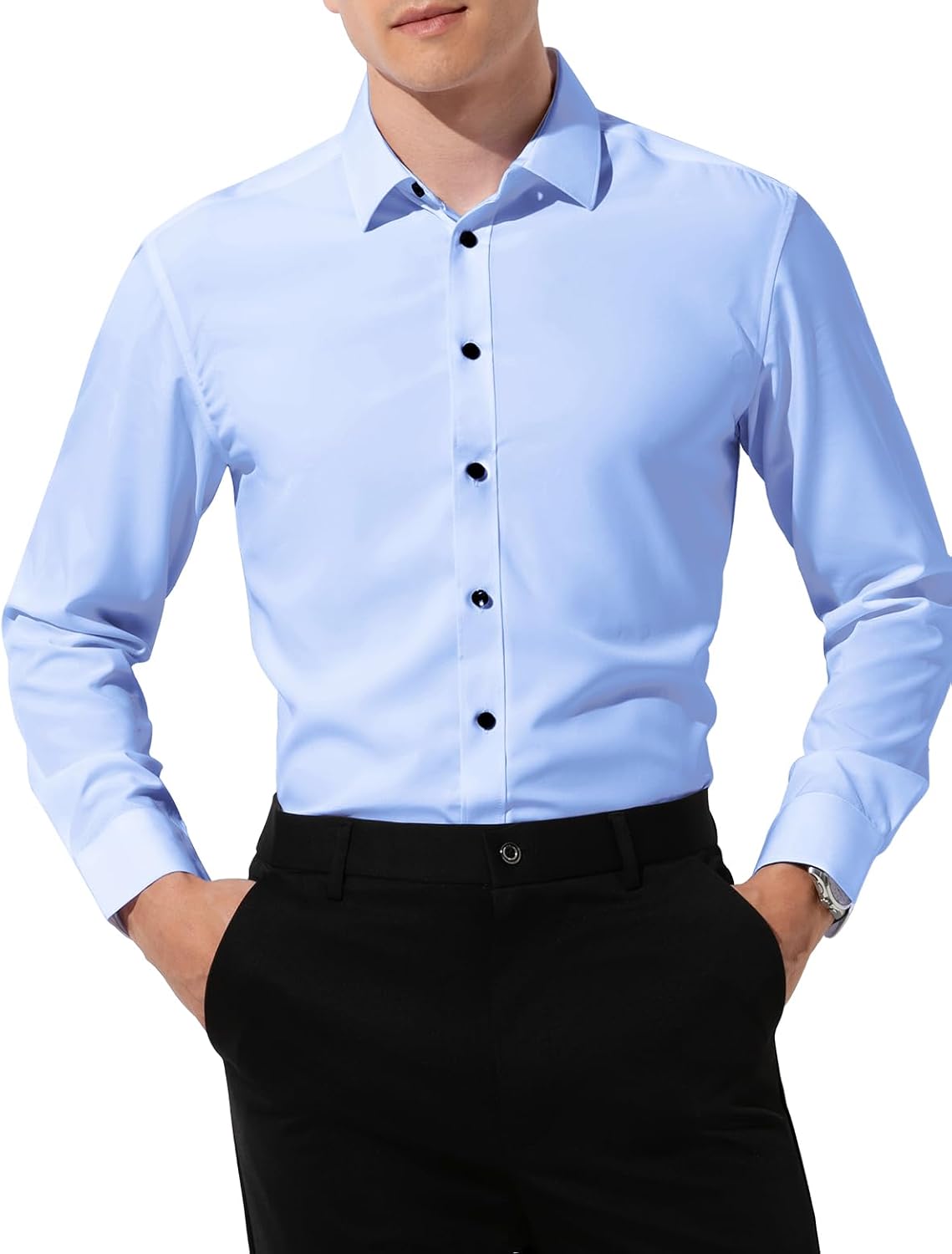 Casey Kevin Business Shirt Mens Slim Fit Long Sleeve Casual Shirt Non-Iron Business Shirts Suit Shirt Mens Shirts
